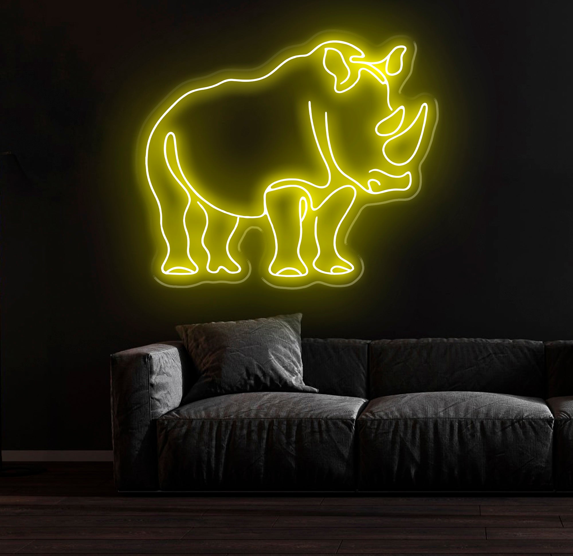 Rhino Neon Sign - Custom Animal Wall Art, Safari Themed LED Light, Unique Rhino Neon Decor for Home, Bar, or Kids Room, Animal Light Sign