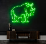 Rhino Neon Sign - Custom Animal Wall Art, Safari Themed LED Light, Unique Rhino Neon Decor for Home, Bar, or Kids Room, Animal Light Sign