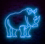 Rhino Neon Sign - Custom Animal Wall Art, Safari Themed LED Light, Unique Rhino Neon Decor for Home, Bar, or Kids Room, Animal Light Sign