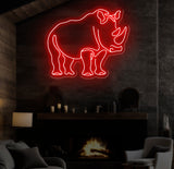 Rhino Neon Sign - Custom Animal Wall Art, Safari Themed LED Light, Unique Rhino Neon Decor for Home, Bar, or Kids Room, Animal Light Sign