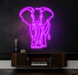 Elephant LED Neon Light - Elephant Head-Shaped Wall Art Sign, Mammoth Neon Decor, Unique LED Room Decoration, Gift Idea for Animal Lovers