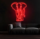 Elephant LED Neon Light - Elephant Head-Shaped Wall Art Sign, Mammoth Neon Decor, Unique LED Room Decoration, Gift Idea for Animal Lovers