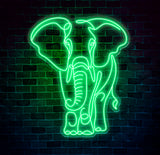 Elephant LED Neon Light - Elephant Head-Shaped Wall Art Sign, Mammoth Neon Decor, Unique LED Room Decoration, Gift Idea for Animal Lovers