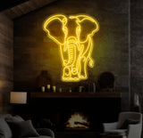 Elephant LED Neon Light - Elephant Head-Shaped Wall Art Sign, Mammoth Neon Decor, Unique LED Room Decoration, Gift Idea for Animal Lovers