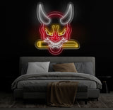 Oni Mask Neon Sign - Japanese Hannya Demon Mask, Samurai Wall Art, Custom Japanese Neon Decor, Hannya Mask LED Light, Anime Neon Sign