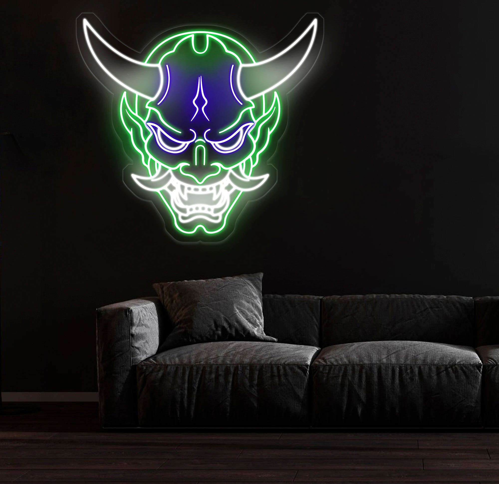 Oni Mask Neon Sign - Japanese Hannya Demon Mask, Samurai Wall Art, Custom Japanese Neon Decor, Hannya Mask LED Light, Anime Neon Sign