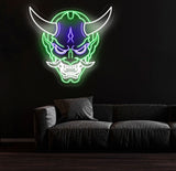 Oni Mask Neon Sign - Japanese Hannya Demon Mask, Samurai Wall Art, Custom Japanese Neon Decor, Hannya Mask LED Light, Anime Neon Sign