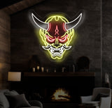 Oni Mask Neon Sign - Japanese Hannya Demon Mask, Samurai Wall Art, Custom Japanese Neon Decor, Hannya Mask LED Light, Anime Neon Sign