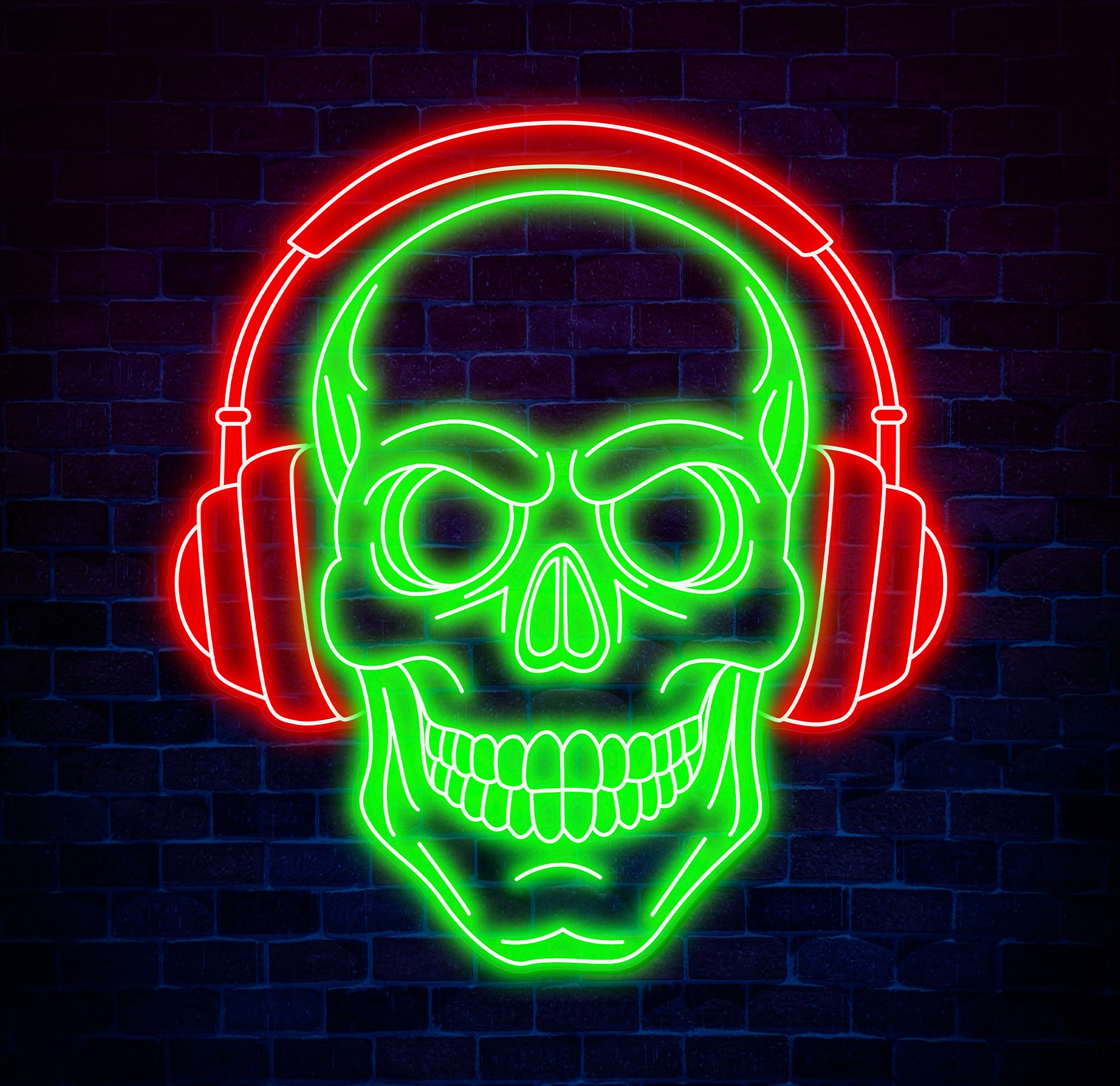 Skull Headphone Neon Sign, Custom LED Sign for Music Lovers, Music Club Wall Decor, Unique Headphone Shop Light, Perfect Gift for Music Fans