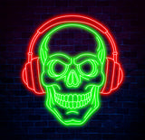 Skull Headphone Neon Sign, Custom LED Sign for Music Lovers, Music Club Wall Decor, Unique Headphone Shop Light, Perfect Gift for Music Fans
