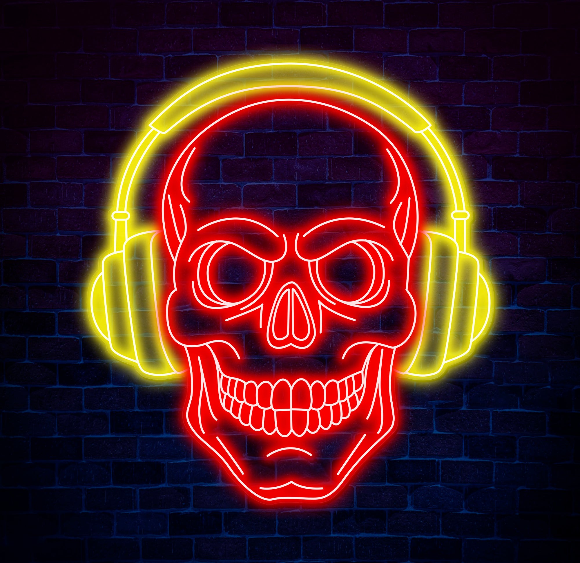 Skull Headphone Neon Sign, Custom LED Sign for Music Lovers, Music Club Wall Decor, Unique Headphone Shop Light, Perfect Gift for Music Fans