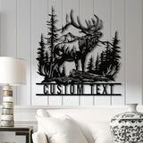 Custom Elk Deer Hunting Metal Wall Art with LED Light, Personalized Hunter Name Sign, Antler Cabin Decor for Housewarming, Xmas, or Birthday