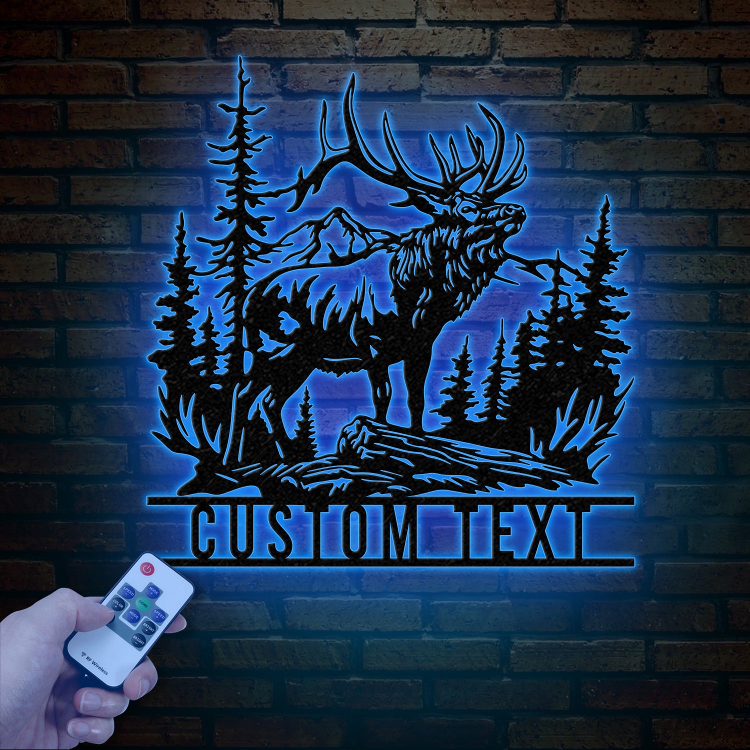 Custom Elk Deer Hunting Metal Wall Art with LED Light, Personalized Hunter Name Sign, Antler Cabin Decor for Housewarming, Xmas, or Birthday