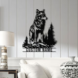 Custom Wolf Metal Sign, Personalized Wolf Metal Wall Art, Metal Wolf Decor, Custom Home Decor, Cabin Decor, Man Cace Sign, Gift for Dad