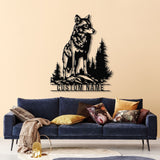 Custom Wolf Metal Sign, Personalized Wolf Metal Wall Art, Metal Wolf Decor, Custom Home Decor, Cabin Decor, Man Cace Sign, Gift for Dad