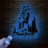 Custom Wolf Metal Sign, Personalized Wolf Metal Wall Art, Metal Wolf Decor, Custom Home Decor, Cabin Decor, Man Cace Sign, Gift for Dad