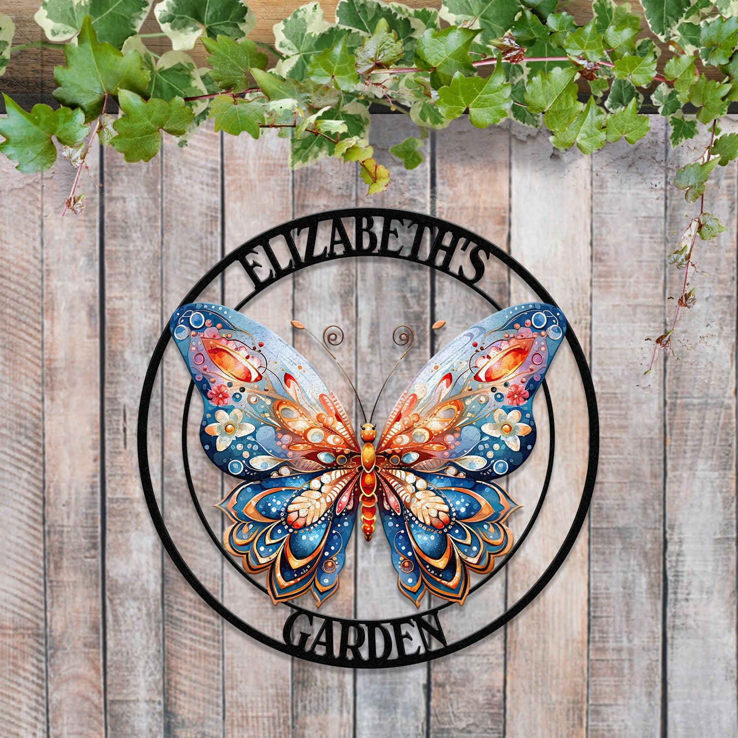 Custom Colored Butterfly Garden Sign, Butterfly Garden Sign, Personalized Garden Decor, Custom Garden Name Sign, Butterfly Wall Art