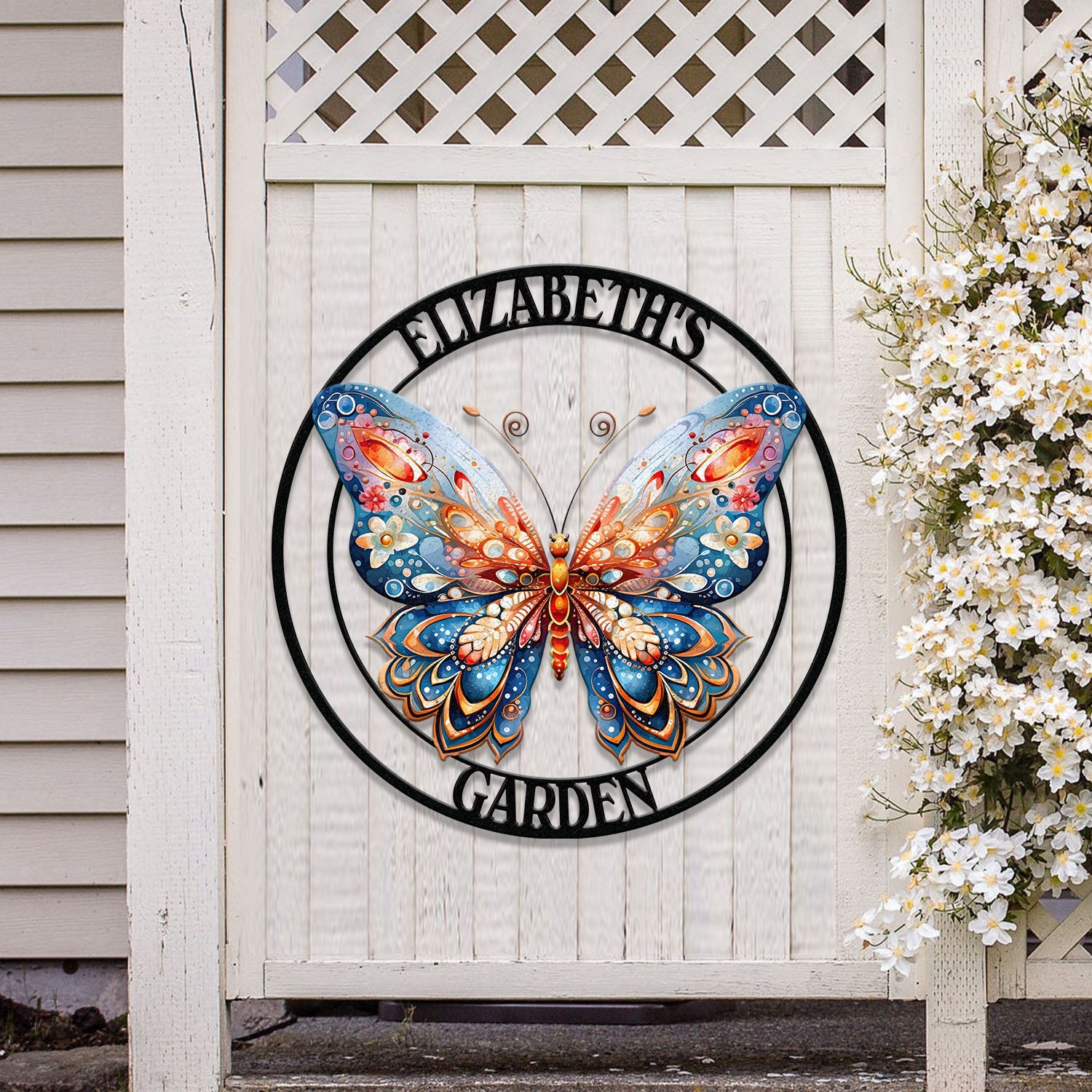 Custom Colored Butterfly Garden Sign, Butterfly Garden Sign, Personalized Garden Decor, Custom Garden Name Sign, Butterfly Wall Art
