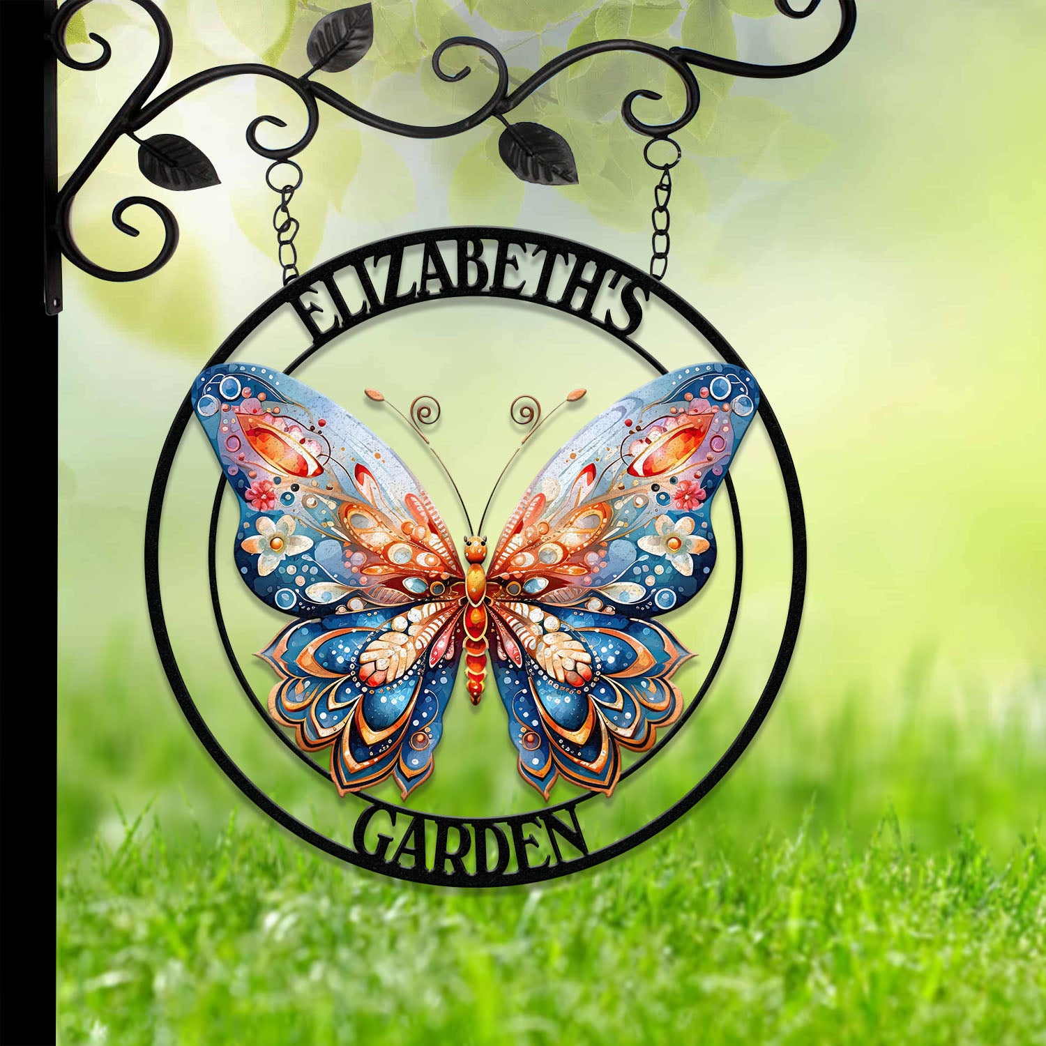 Custom Colored Butterfly Garden Sign, Butterfly Garden Sign, Personalized Garden Decor, Custom Garden Name Sign, Butterfly Wall Art