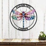 Custom Dragonfly Garden Sign | Personalized Metal Garden Decor, Custom Name Sign, Dragonfly Wall Art - Gift For Gardener