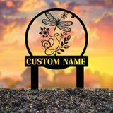 Custom Dragonfly Garden Sign – Personalized Metal Garden Stake for Flower Beds – Outdoor Yard Decor & Gardening Gift, Dragonfly Sign
