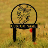 Custom Dragonfly Garden Sign – Personalized Metal Garden Stake for Flower Beds – Outdoor Yard Decor & Gardening Gift, Dragonfly Sign
