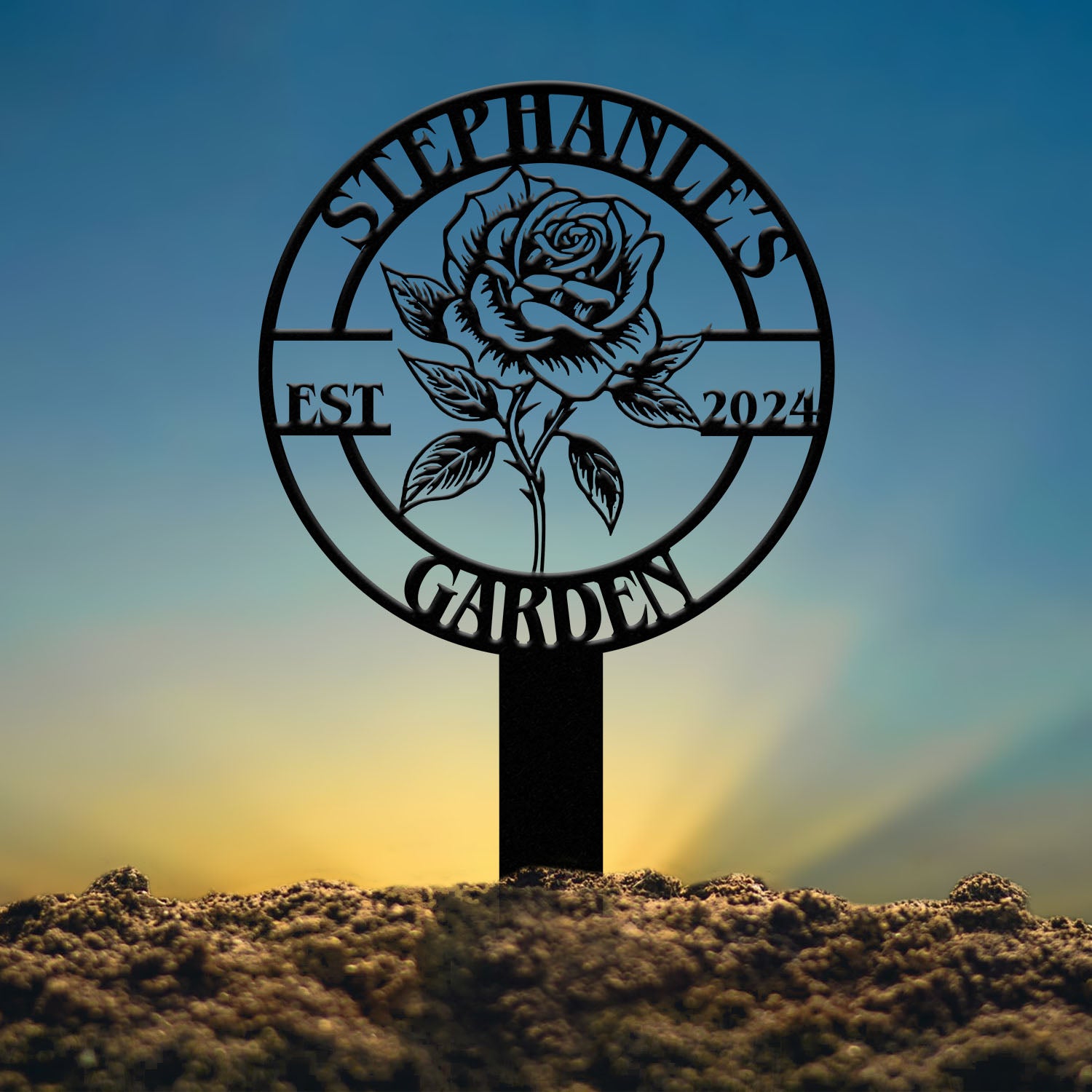 Personalized Metal Garden Sign, Custom Roses Garden Stake, Gardener Decor, Outdoor Garden Sign, Greenhouse Sign, Gardening Gift