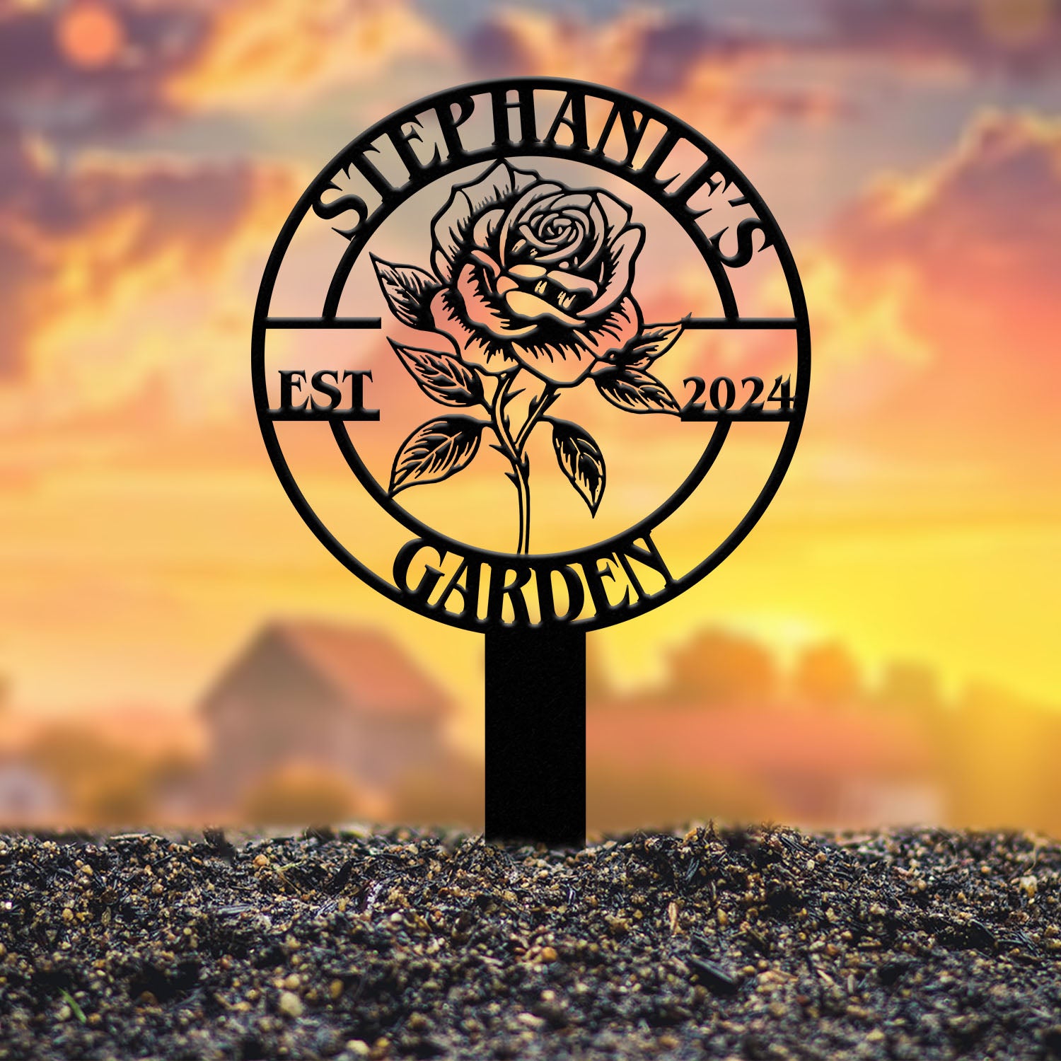 Personalized Metal Garden Sign, Custom Roses Garden Stake, Gardener Decor, Outdoor Garden Sign, Greenhouse Sign, Gardening Gift