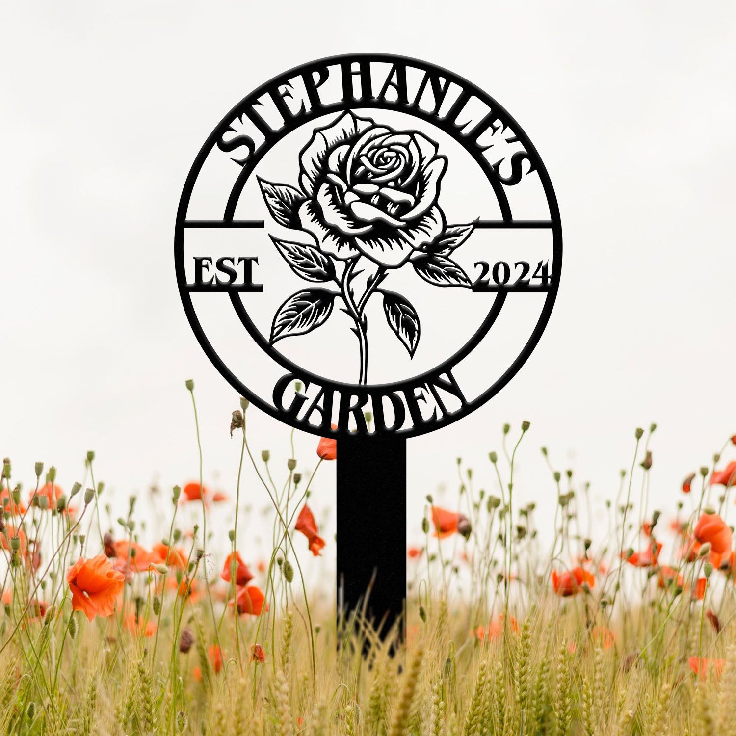 Personalized Metal Garden Sign, Custom Roses Garden Stake, Gardener Decor, Outdoor Garden Sign, Greenhouse Sign, Gardening Gift