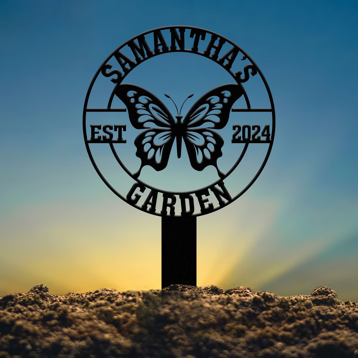 Custom Butterfly Garden Sign, Personalized Butterfly Garden Stake, Metal Garden Sign, Gardener Name Sign, Gardener Gift, Yard Decor,