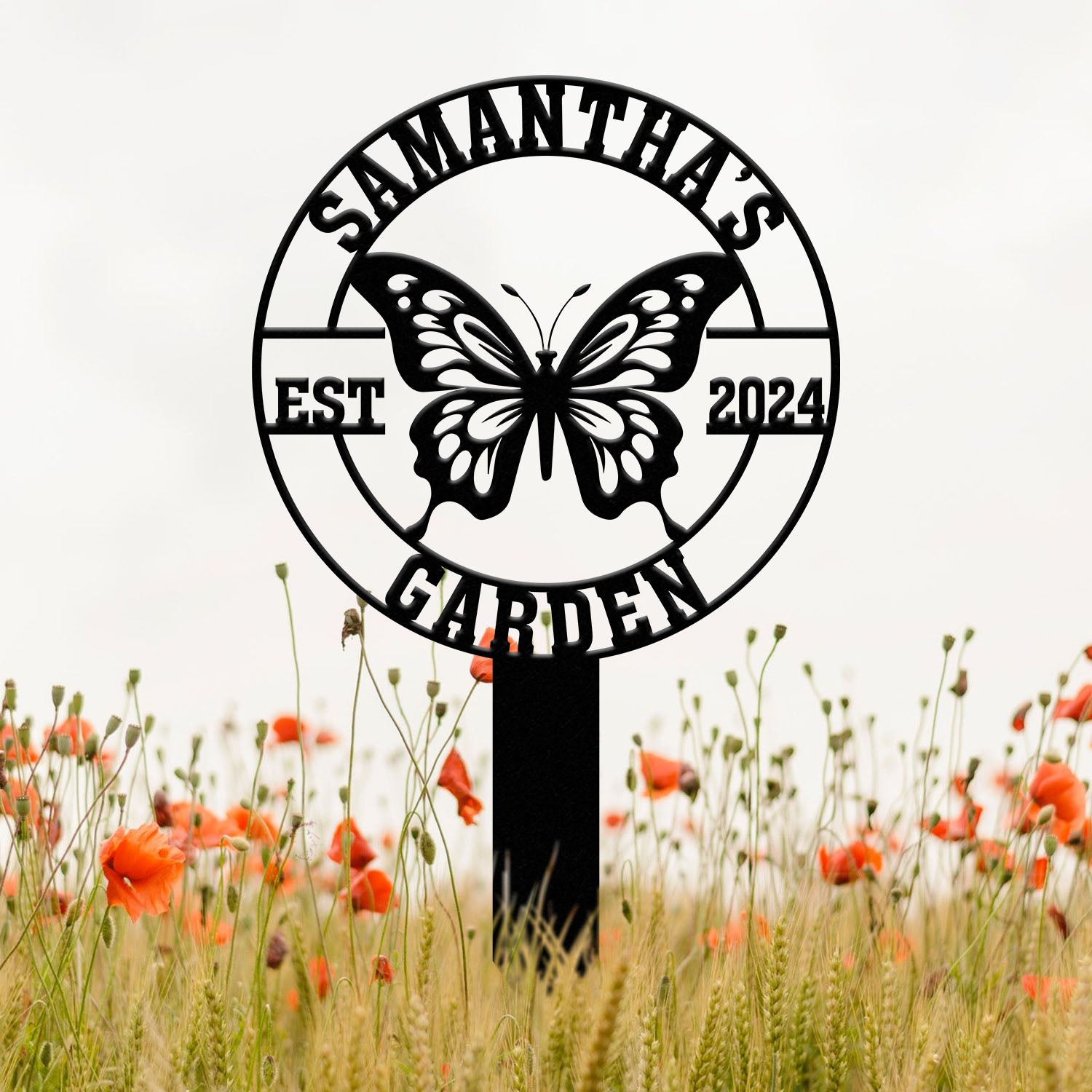Custom Butterfly Garden Sign, Personalized Butterfly Garden Stake, Metal Garden Sign, Gardener Name Sign, Gardener Gift, Yard Decor,