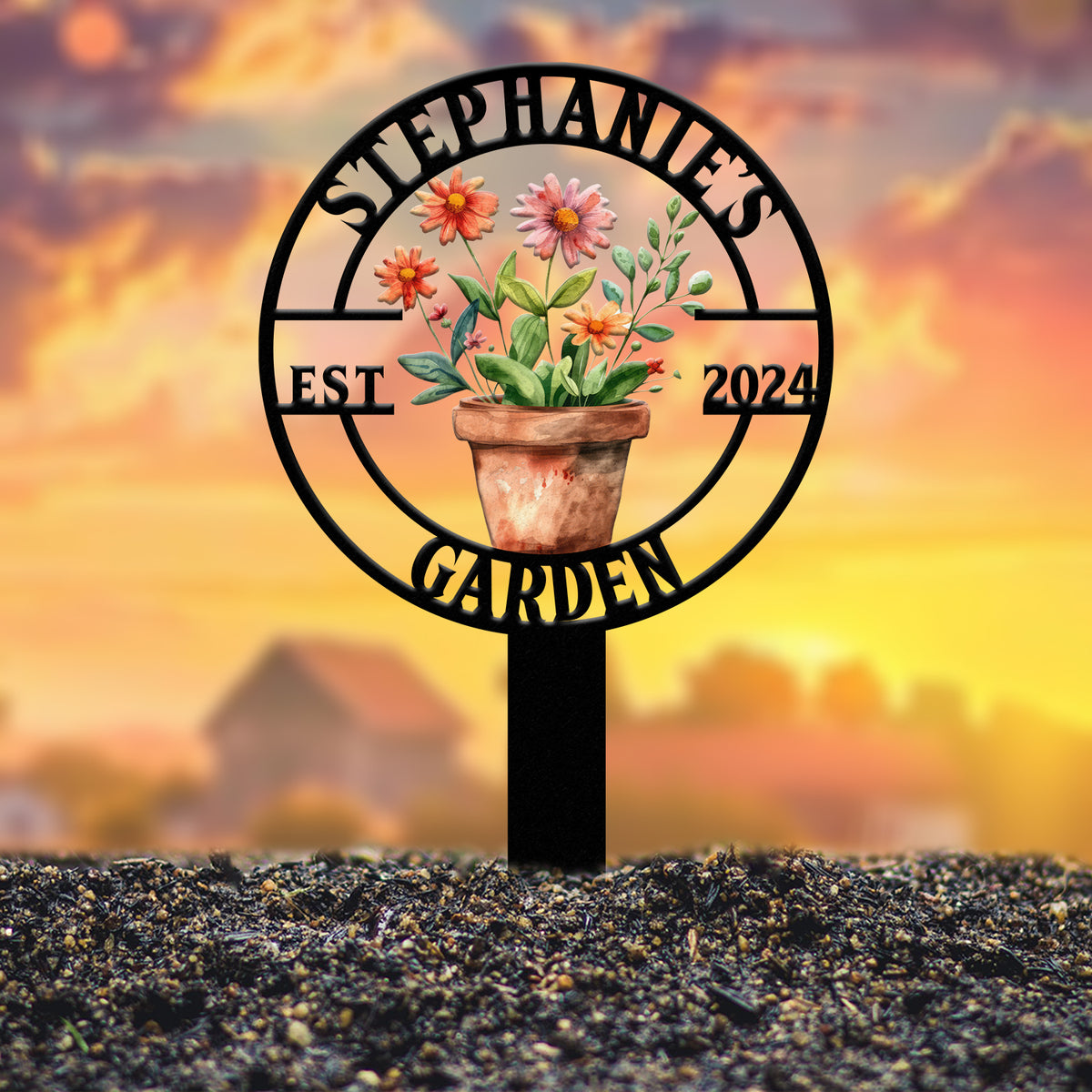 Custom Metal Garden Sign – Personalized Garden Name Sign – Metal Yard Art & Flower Lawn Decor – Housewarming Gift, Gardening Gift