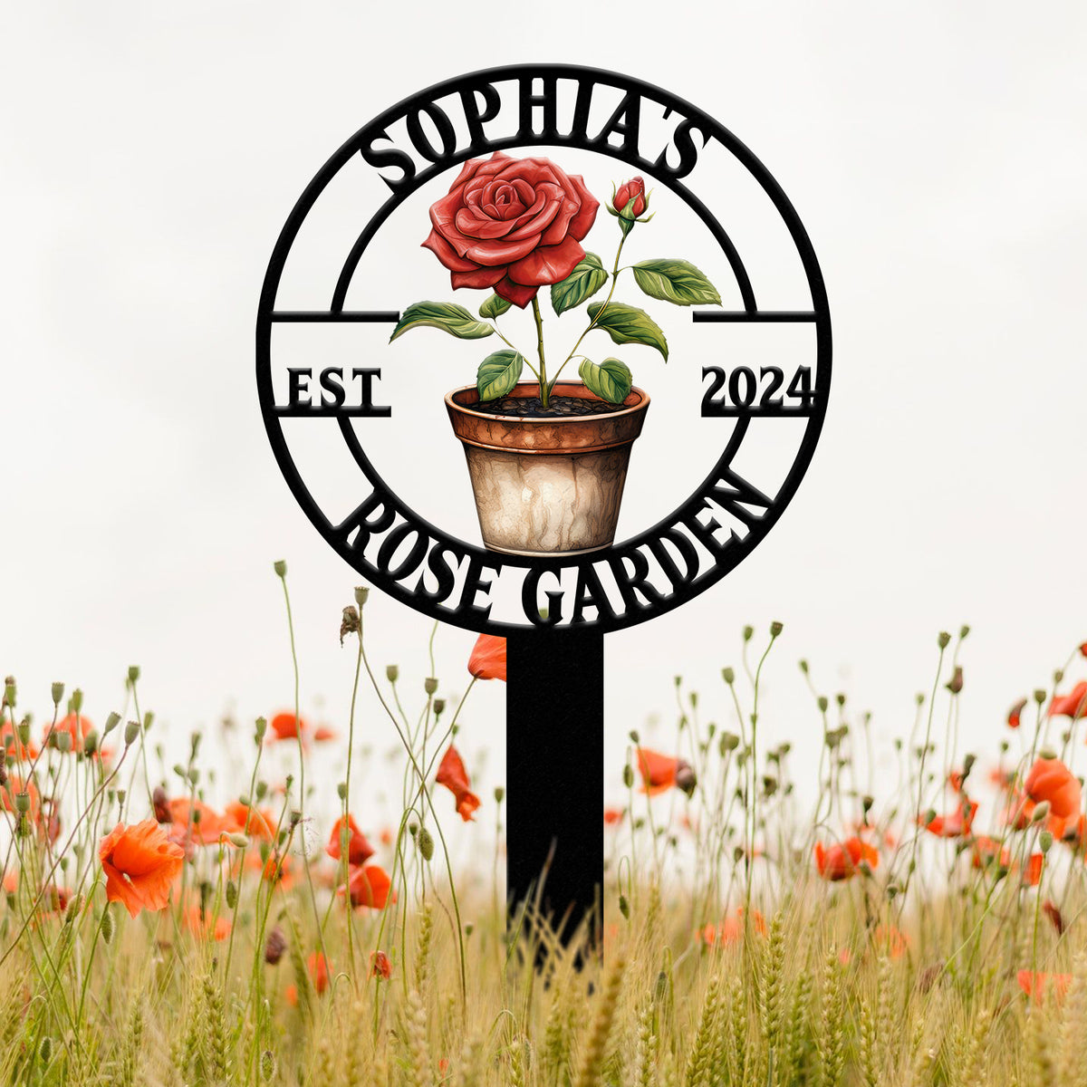 Personalized Metal Garden Sign, Custom Roses Garden Stake, Gardener Decor, Outdoor Garden Sign, Greenhouse Sign, Gardening Gift