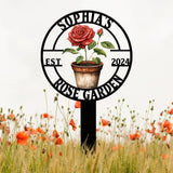 Personalized Metal Garden Sign, Custom Roses Garden Stake, Gardener Decor, Outdoor Garden Sign, Greenhouse Sign, Gardening Gift