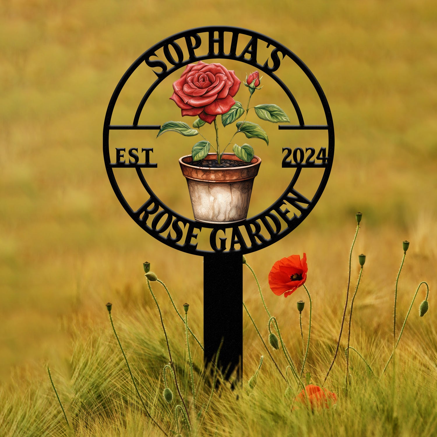 Personalized Metal Garden Sign, Custom Roses Garden Stake, Gardener Decor, Outdoor Garden Sign, Greenhouse Sign, Gardening Gift