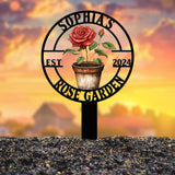 Personalized Metal Garden Sign, Custom Roses Garden Stake, Gardener Decor, Outdoor Garden Sign, Greenhouse Sign, Gardening Gift
