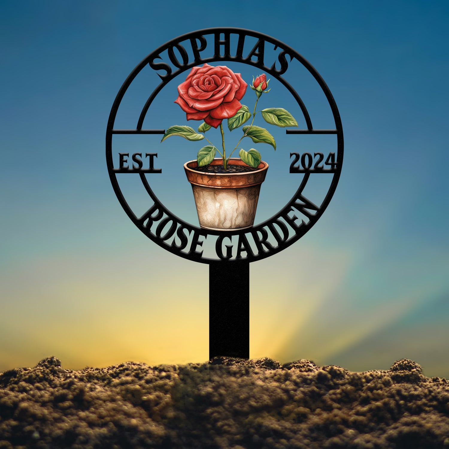 Personalized Metal Garden Sign, Custom Roses Garden Stake, Gardener Decor, Outdoor Garden Sign, Greenhouse Sign, Gardening Gift
