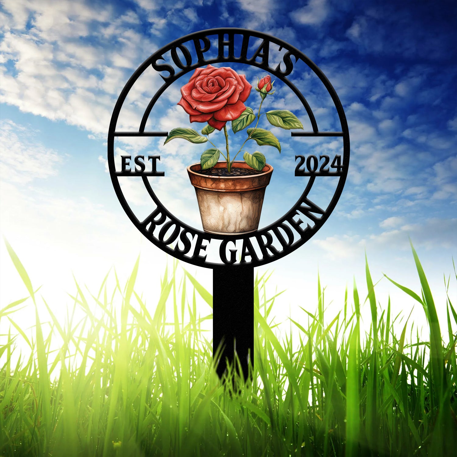 Personalized Metal Garden Sign, Custom Roses Garden Stake, Gardener Decor, Outdoor Garden Sign, Greenhouse Sign, Gardening Gift