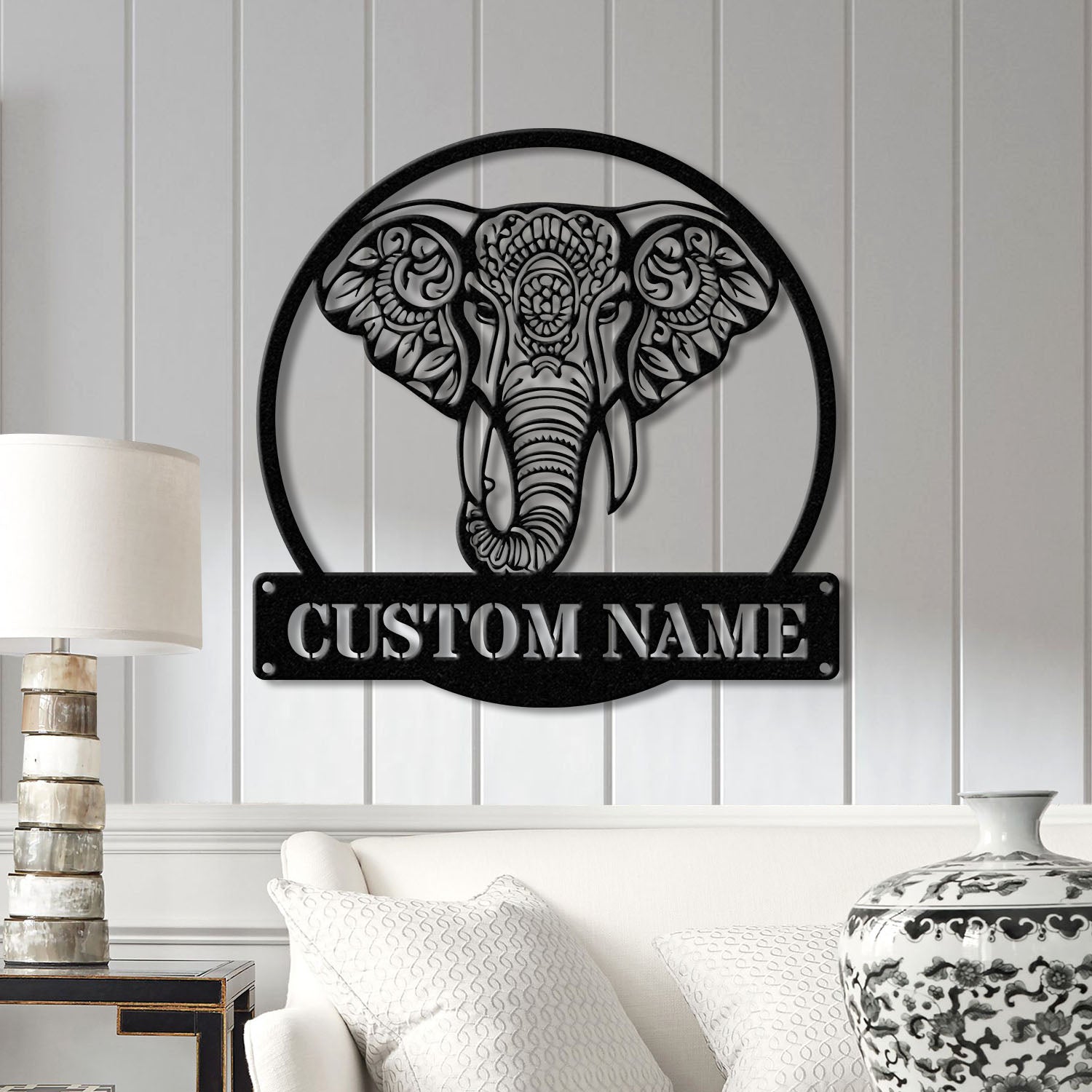 Mandala Elephant Metal Wall Art with Led Lights, Metal Wall Decor, Wall Decor, Wall Hangings, Home Metal Decor, Animal Wall Art