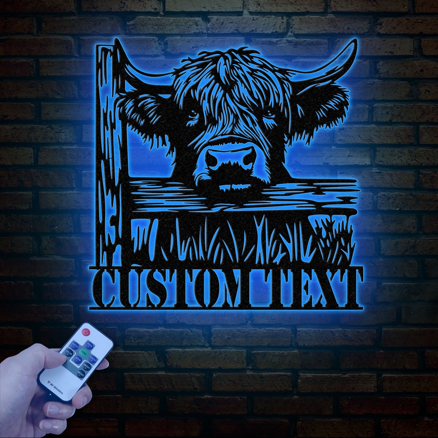 Custom Peeking Highland Cow Metal Sign with Led Light, Highland Cow Metal Wall Art, Personalized Peeking Highland Cow Farm, Farmhouse Decor