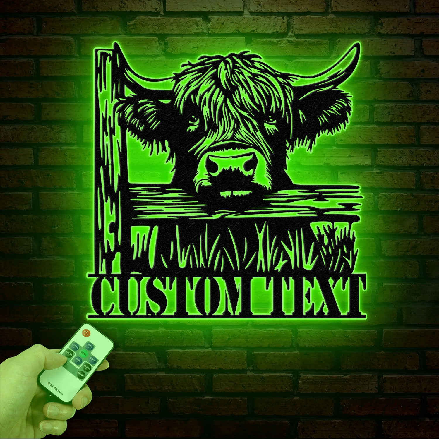 Custom Peeking Highland Cow Metal Sign with Led Light, Highland Cow Metal Wall Art, Personalized Peeking Highland Cow Farm, Farmhouse Decor