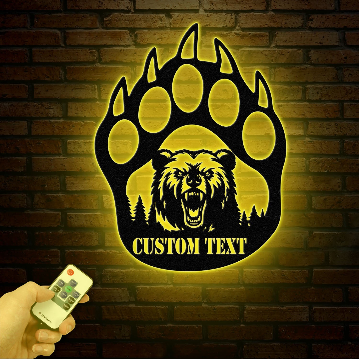 Custom Bear Hand Cabin Sign, Mountain Decor Personalized Metal Bear Sign, Cabin Decor, Outdoor Bear Decor, Rustic Cabin Bear Sign
