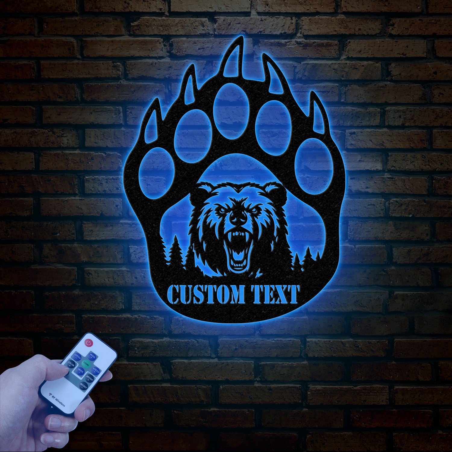 Custom Bear Hand Cabin Sign, Mountain Decor Personalized Metal Bear Sign, Cabin Decor, Outdoor Bear Decor, Rustic Cabin Bear Sign