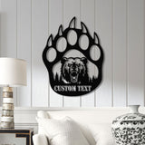 Custom Bear Hand Cabin Sign, Mountain Decor Personalized Metal Bear Sign, Cabin Decor, Outdoor Bear Decor, Rustic Cabin Bear Sign