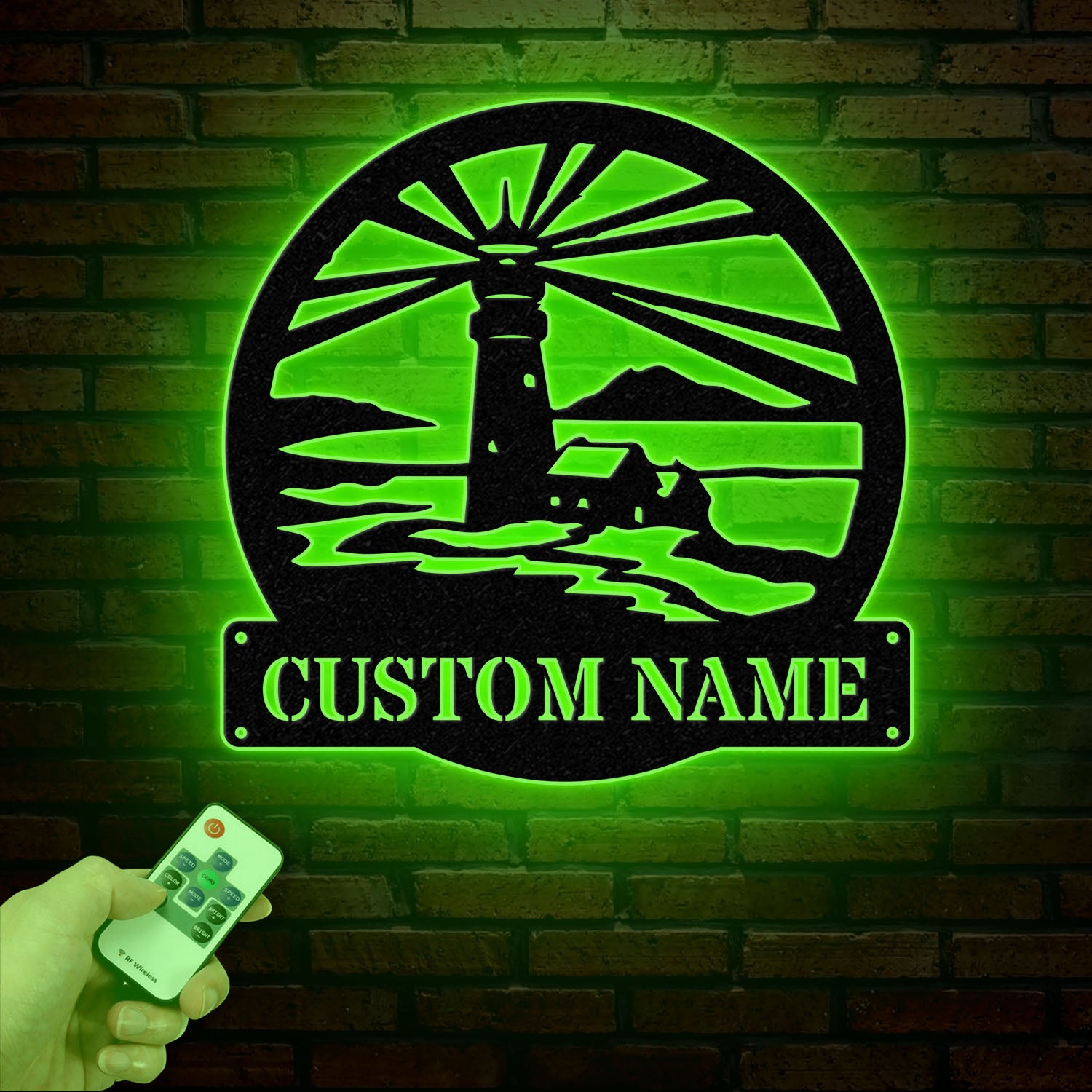 Custom Lighthouse Metal Sign with LED Light, Personalized Light House Name Sign, Nautical Beach House Decoration, Xmas Gifts