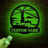 Custom Lighthouse Metal Sign with LED Light, Personalized Light House Name Sign, Nautical Beach House Decoration, Xmas Gifts