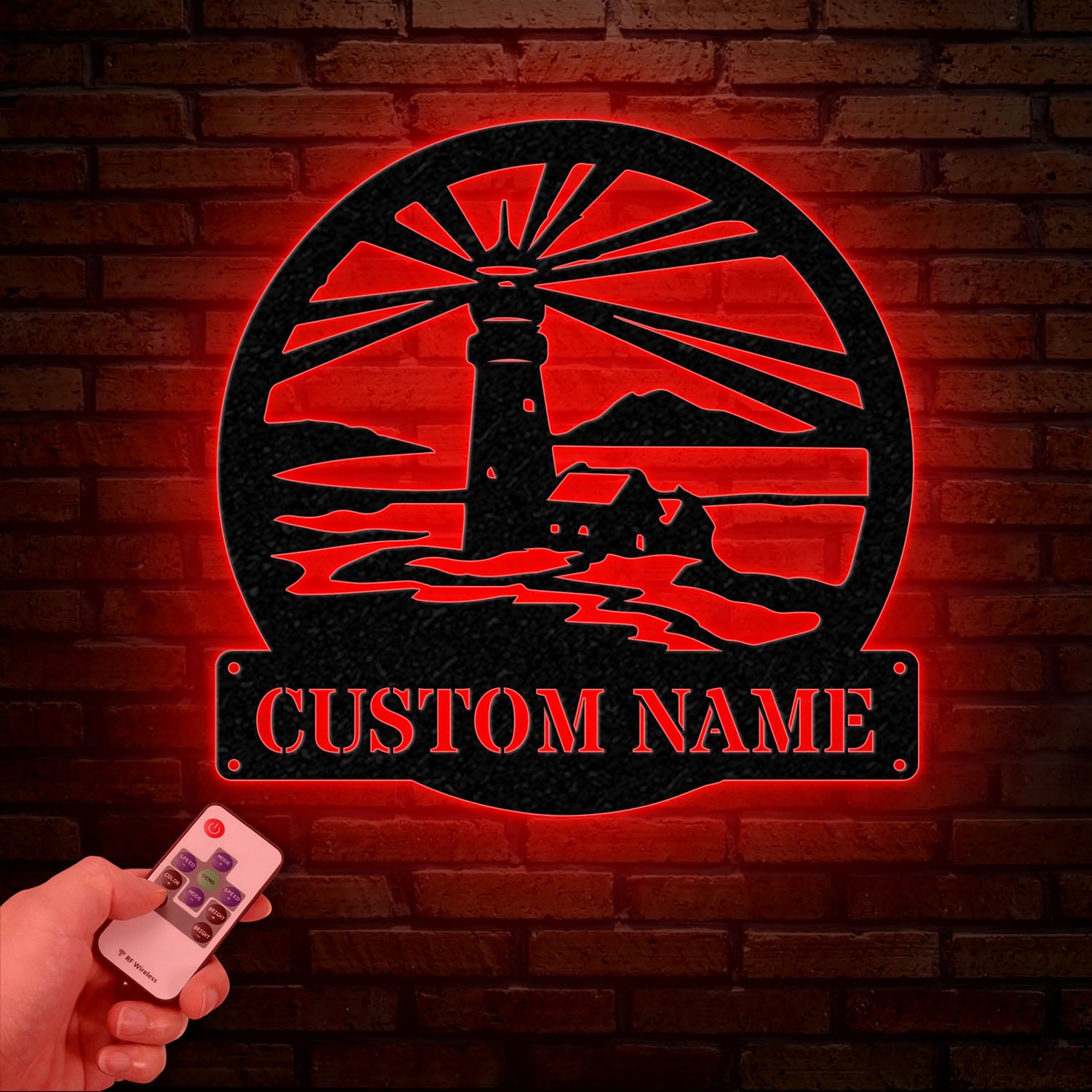 Custom Lighthouse Metal Sign with LED Light, Personalized Light House Name Sign, Nautical Beach House Decoration, Xmas Gifts