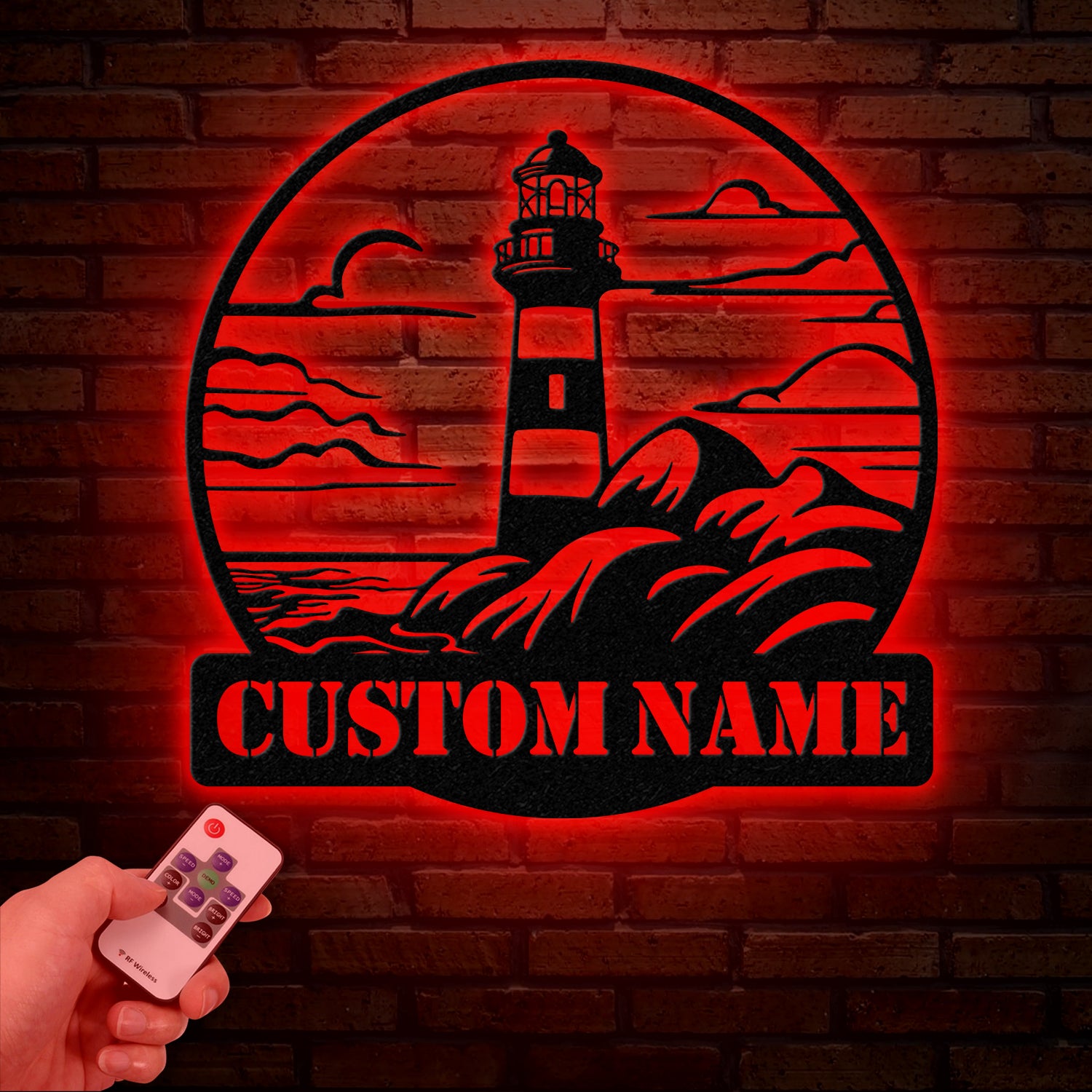 Personalized Lighthouse Metal Sign, Custom Lighthouse Name Sign, Beach House Decor, Harbor Sign, Lighthouse Metal Wall Art, Coastal Decor