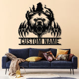 Custom Bear Claw Metal Sign with LED Light, Personalized Angry Bear Name Sign, Bear Roar Wild Animal, Bedroom Decoration, Christmas Gift