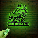 Custom Metal Roller Skate Sign with LED Lights – Personalized Roller Skating Name Sign – Roller Skating Home Decor – Gifts for Girls